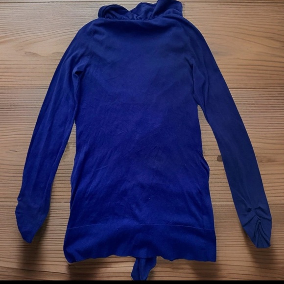 MOTH Sweater Womens Medium Royal Blue Big Button Ruffle Front Madison Cardigan - Picture 5 of 10